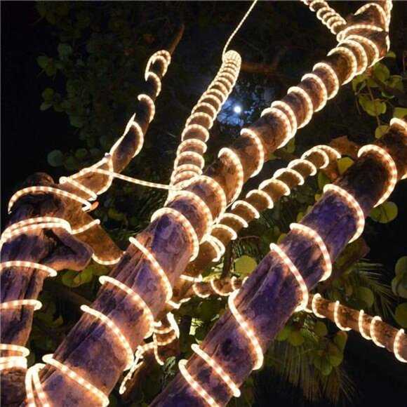 50ft warm white LED rope lights waterproof connectable outdoor indoor decorative - Picture 5 of 7